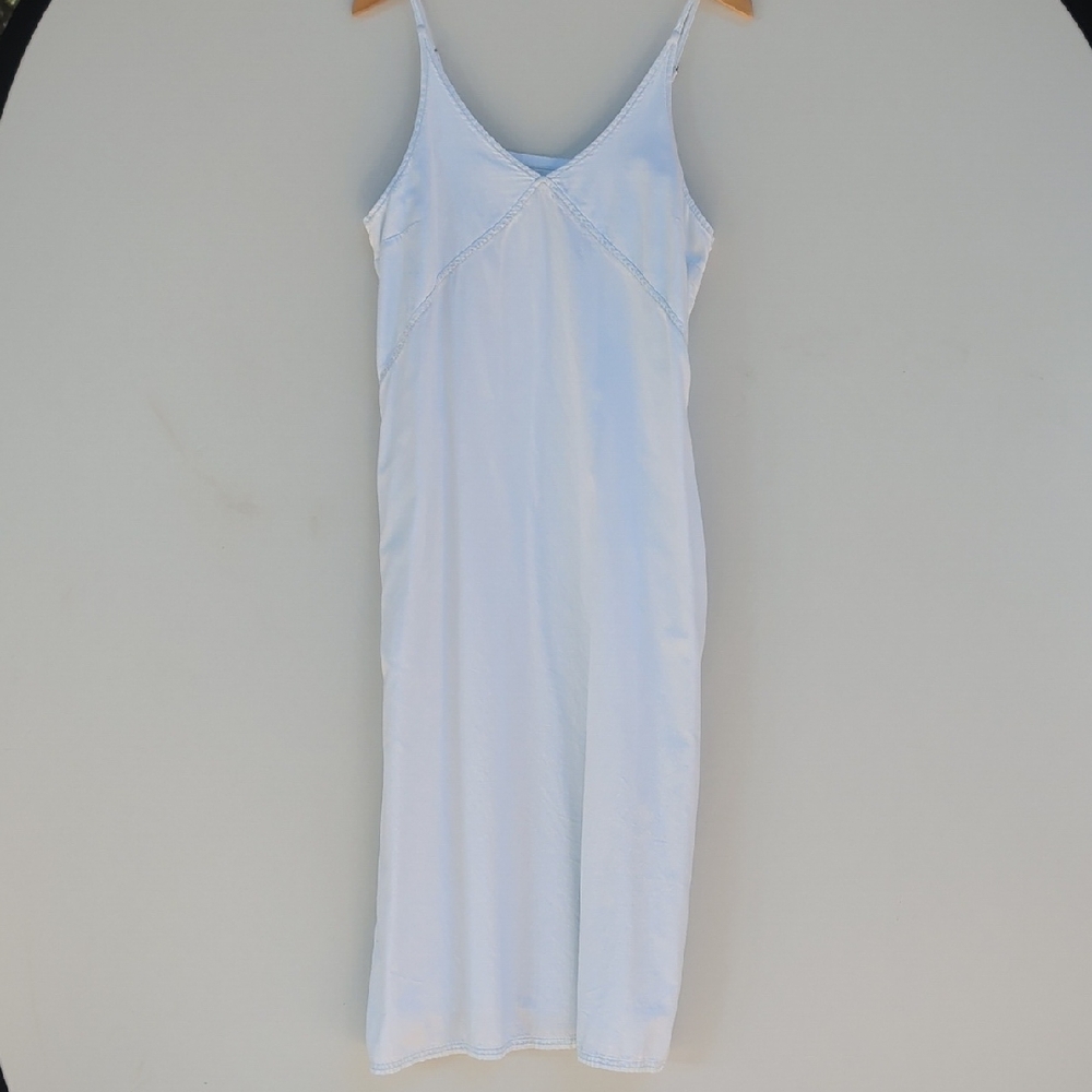 Pact Baby Blue/White Organic Cotton Slip Dress - L
